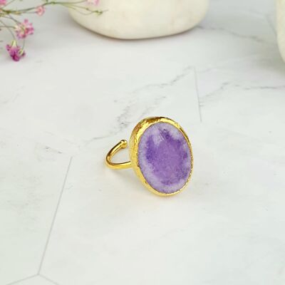 Anello in giada viola ovale Saira (SN395)