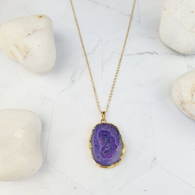 Emeenah Purple Solar Quartz Pendant Necklace (SN396)