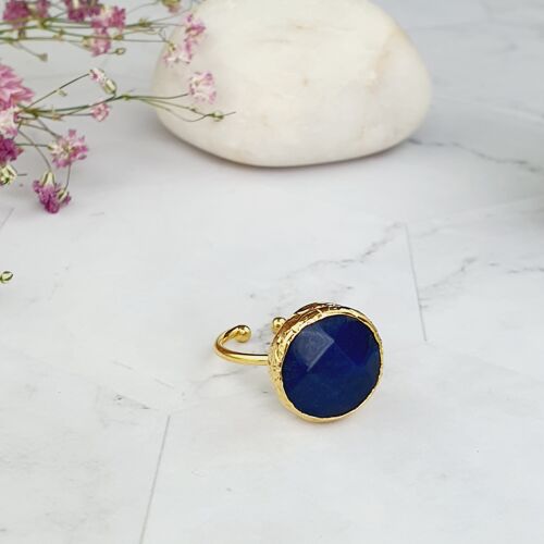 Saira Round dark blue agate Ring (SN404)