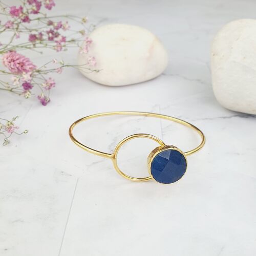 Saira Round dark blue agate  bangle (SN408)