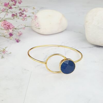 Bracelet Saira Round agate bleu foncé (SN408)