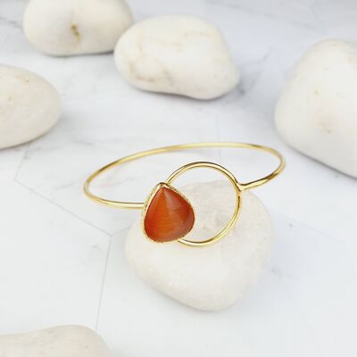 Bracelet jonc oeil de chat Saira Teardrop Orange (SN417)