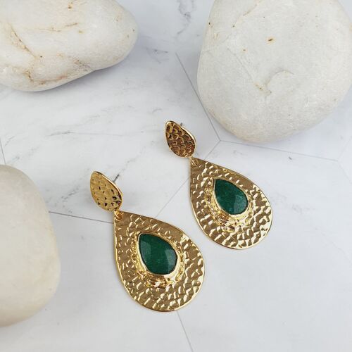 Zahideh Drop Teardrop emerald Earrings (SN429)