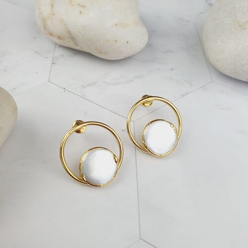 Full Moon Pearl Stud Earrings (SN441)