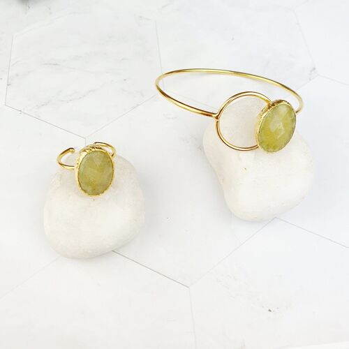 Saira Oval yellow Jade Bangle and Ring Set (SN443)