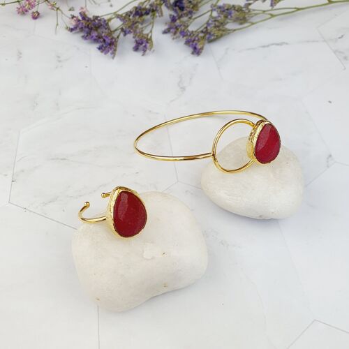 Saira Red Jade  Bangle and Ring Set (SN445)