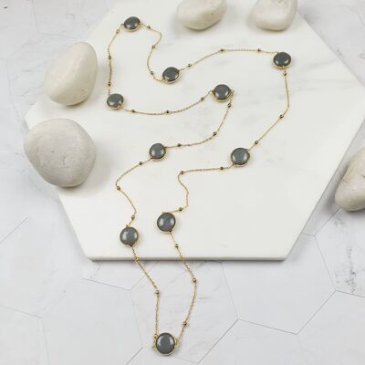 Grey Jade chain necklace (SN455)