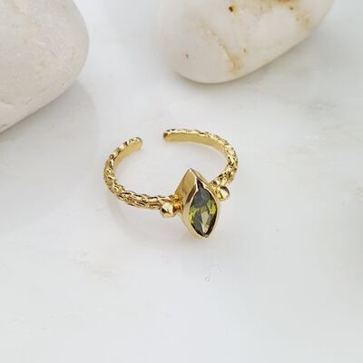 Stackable Thick Band Olive Green Ring (SN456)