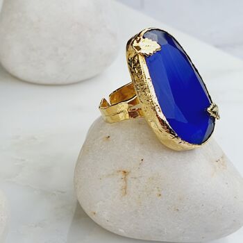 Talia Leaf Royal Blue Cat's eye Ring (SN458) 2