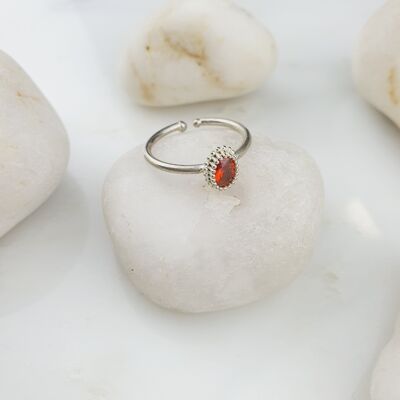 Bague Sezen Argent Quartz Cristal Rouge (SN481)