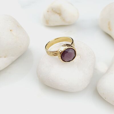 Zelifeh Plum Purple Cat's eye Ring (SN485)