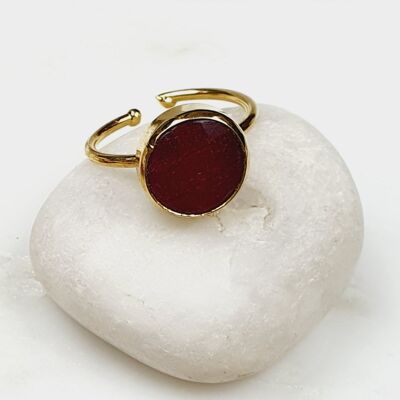 Red Jade one stone ring (SN493)