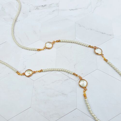 Long white pearl beaded necklace (SN495)