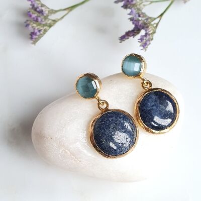 Blue Cat's eye and Lapis lazuli Earrings (SN496)