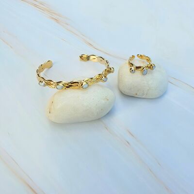 Pearl twist Bangle and Ring Set (SN504)