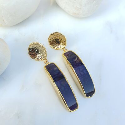 Purple Stud Drop Earrings (SN515)