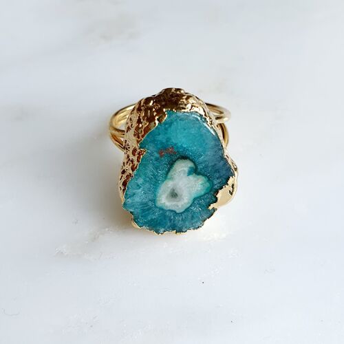 Ocean Green Solar Quartz Ring (SN523)