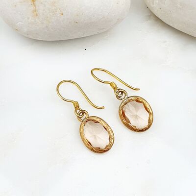 Petites boucles d'oreilles pendantes en quartz cristal rose (SN546)