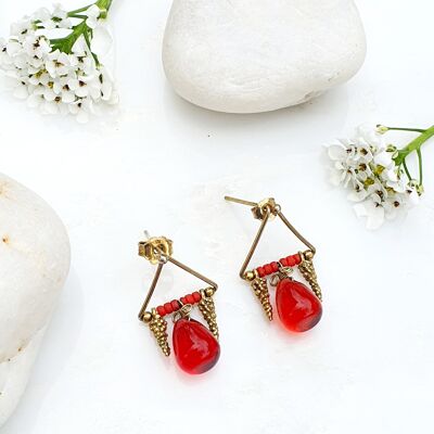 Boucles d'oreilles clous rouges (SN551)