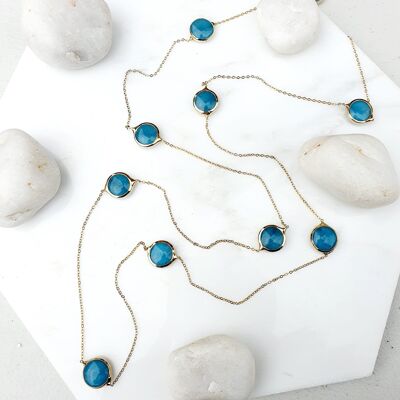 Blue Jade chain necklace (SN570)
