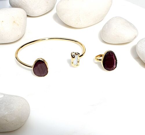 Plum Cat's Eye and Pearl stone  Set (SN571)