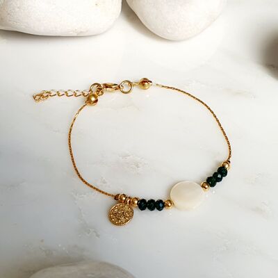 Green stone and Mother of Pearl Bracelet (SN572)