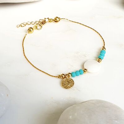Turquoise and Mother of Pearl Bracelet (SN574)