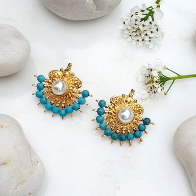 Turquoise Shehzadeh Earrings (SN581)