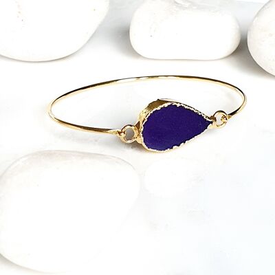 Bracciale rigido con una pietra in agata viola (SN586)