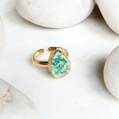 Teardrop Green Druzy ring (SN588)