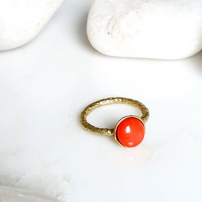 Bague ronde en bronze de corail (SN592)