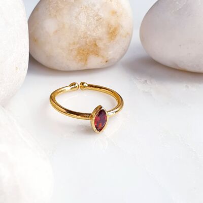 Anello rosso ovale a punta piccolo impilabile (SN595)