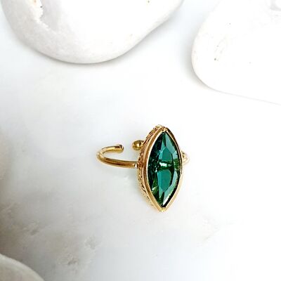 Anillo Apilable Pointy Oval azul-verde (SN596)