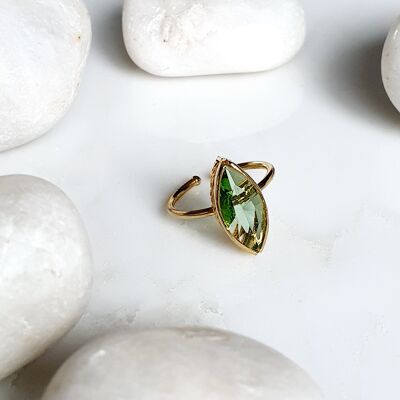 Stackable Pointy Oval Green Ring (SN597)