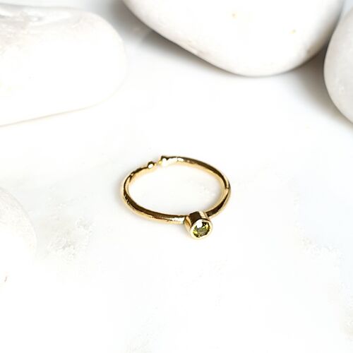 Stackable Small Round olive green  Ring (SN598)