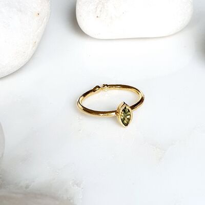 Stackable Small  olive green Oval Ring (SN599)