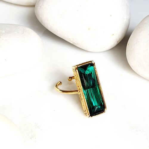 Stackable Large Green Rectangle Ring (SN605)
