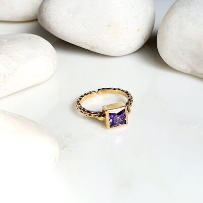 Stackable Thick Band Square Purple Ring (SN608)