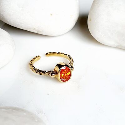 Stackable Thick Band Oval Orange Ring (SN612)