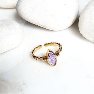 Anello viola chiaro con lente a fascia spessa impilabile (SN613)