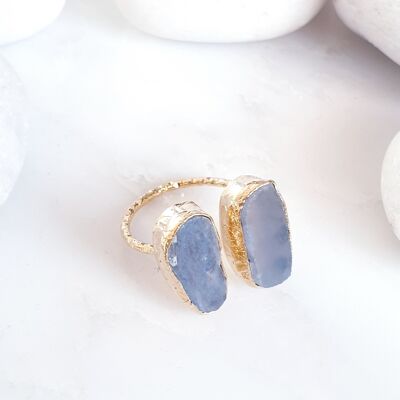 Grey  Agate 2 stone Ring (SN629)