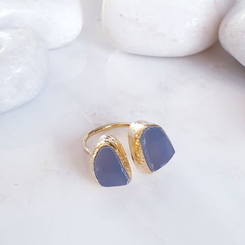 Grey Agate 2 stone Ring (SN633)