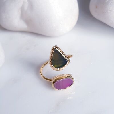 Agate Two Stone Ring (SN642)