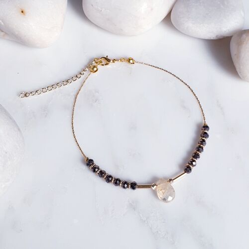 Beaded Teardrop Tuba Anklet - Black and yellow (SN662)