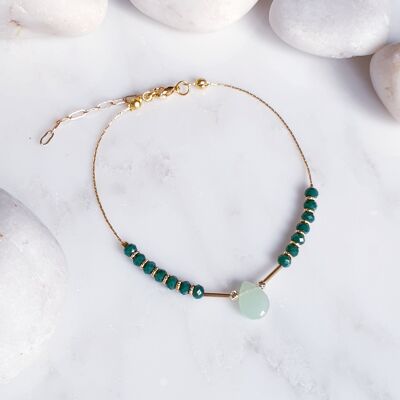 Beaded Teardrop Tuba Anklet - Green (SN663)