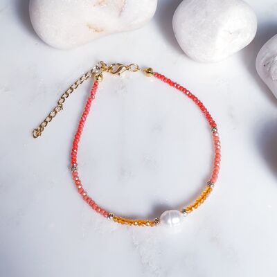 Beaded Ezra Anklet - Orange (SN672)