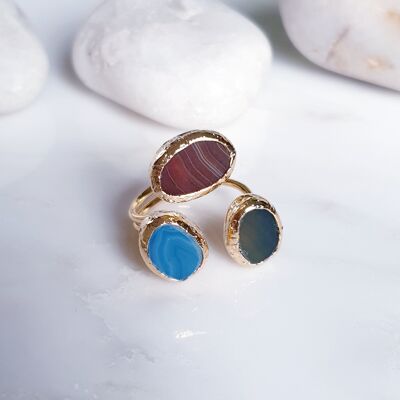 Bague mixte Agate 3 pierres (SN688)