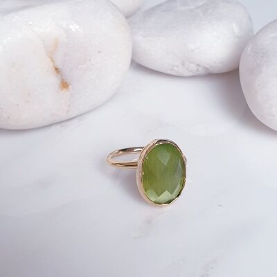 Bague oeil de chat ovale vert (SN695)