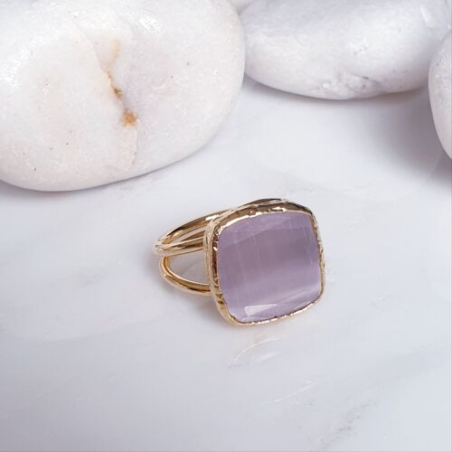 Light Pink Square Cat's Eye ring (SN696)