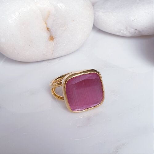 Dark Pink Square Cat's Eye ring (SN697)